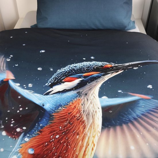 550x550-13813.jpg Unyqoos® Omkeerbaar dekbedovertrek met ijsvogelontwerp en ritssluiting van katoen