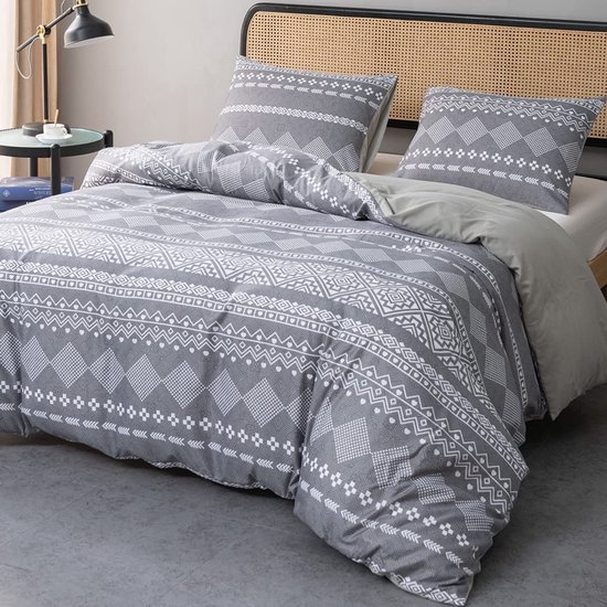 Unyqoos® Donkergrijze microvezel dekbedovertrekset 250x200 cm met kussenslopen