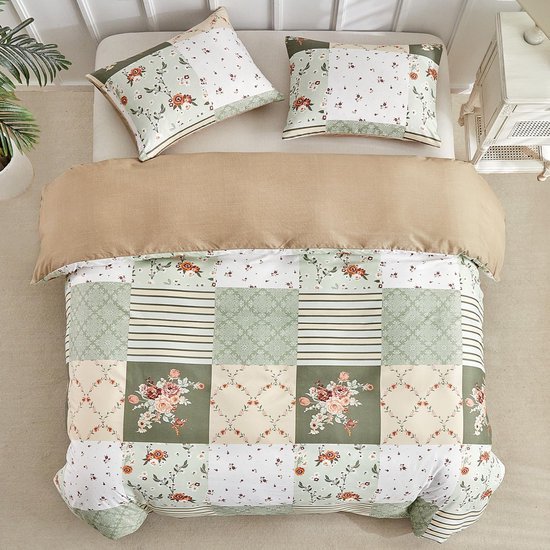 550x550-13828.jpg Unyqoos® Stijlvolle blauwe dekbedovertrekset met patchwork patroon en kussenslopen