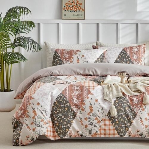 550x550-13831.jpg Unyqoos® Stijlvolle en Omkeerbare Dekbedovertrekset met Patchwork Ontwerp in Beige