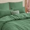 Unyqoos® 3-delige saliegroene beddengoedset met dekbedovertrek en kussenslopen