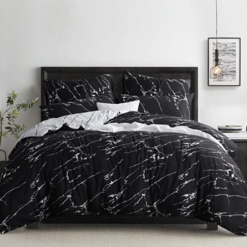 Unyqoos® Stijlvolle en Zachte 3-delige Beddengoedset van Microvezel met Marmerpatroon