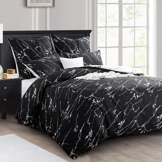 550x550-13864.jpg Unyqoos® Stijlvolle en Zachte 3-delige Beddengoedset van Microvezel met Marmerpatroon