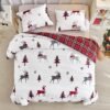 Unyqoos® Drie-delige kerst beddenset met rendiermotief voor gezellige winternachten