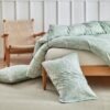 Unyqoos® Stijlvol dekbedovertrekset met bladerenmotief en handige ritssluiting in lichtgroen