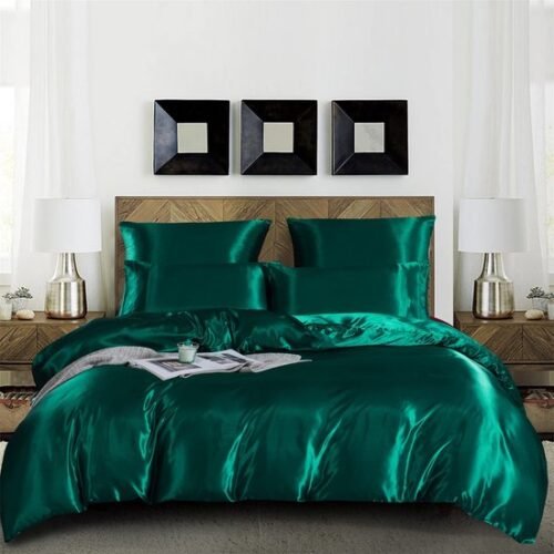 Unyqoos® Luxe glanzend dekbedovertrekset 200x200 cm met ritssluiting en kussenslopen