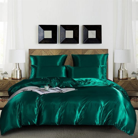 Unyqoos® Luxe glanzend dekbedovertrekset 200x200 cm met ritssluiting en kussenslopen