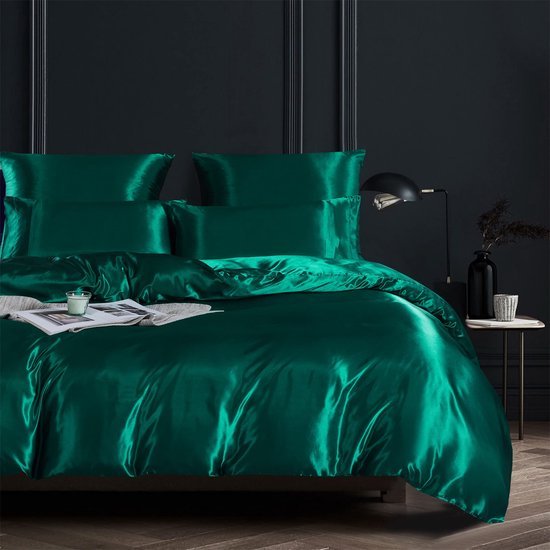 Unyqoos® Luxe glanzend dekbedovertrekset 200x200 cm met ritssluiting en kussenslopen