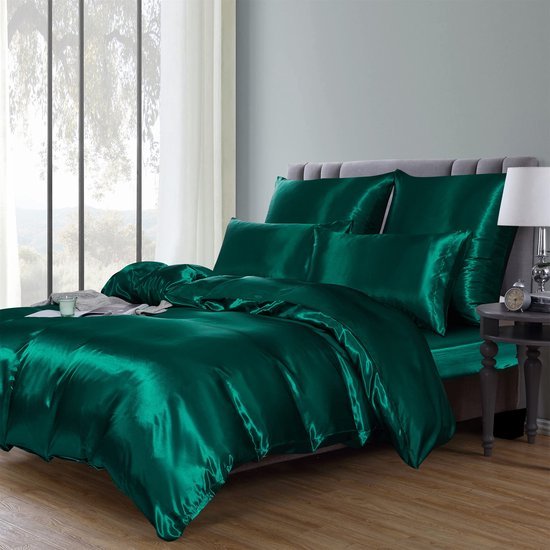Unyqoos® Luxe glanzend dekbedovertrekset 200x200 cm met ritssluiting en kussenslopen
