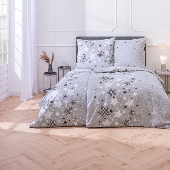 Unyqoos® Warme flanellen dekbedovertrekset met sterrenmotief voor kinderen en tieners