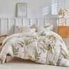 Unyqoos® Drie-delige set beddengoed met bladerenmotief voor tweepersoonsbed