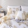 Unyqoos® Beddengoedset met Gouden Palmbladpatroon en Ritssluiting, Inclusief Kussensloop 80 x 80 cm