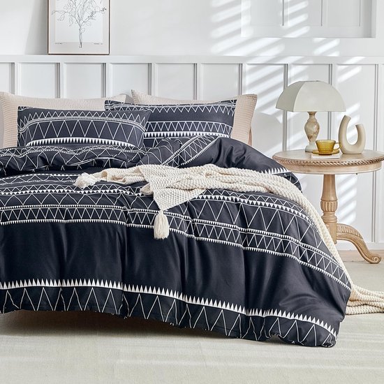 Unyqoos® Luxe Bohemian Dubbel Dekbedovertrekset Zwart 240x220 cm Inclusief Kussenslopen