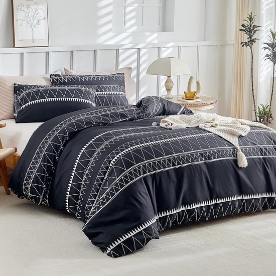 Unyqoos® Luxe Bohemian Dubbel Dekbedovertrekset Zwart 240x220 cm Inclusief Kussenslopen