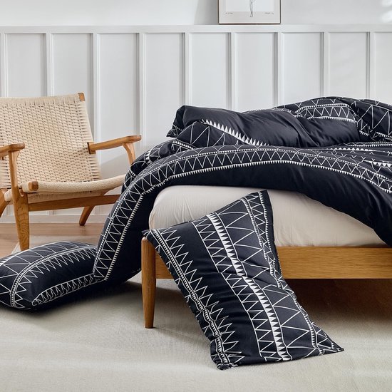 Unyqoos® Luxe Bohemian Dubbel Dekbedovertrekset Zwart 240x220 cm Inclusief Kussenslopen