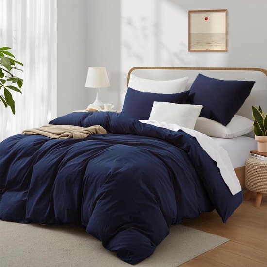 Unyqoos® Zacht katoenen dekbedovertrek 200x220 cm met kussenslopen voor tweepersoonsbed