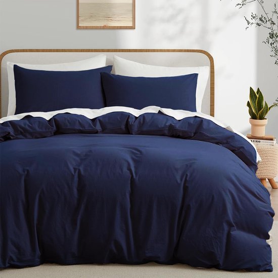 Unyqoos® Zacht katoenen dekbedovertrek 200x220 cm met kussenslopen voor tweepersoonsbed