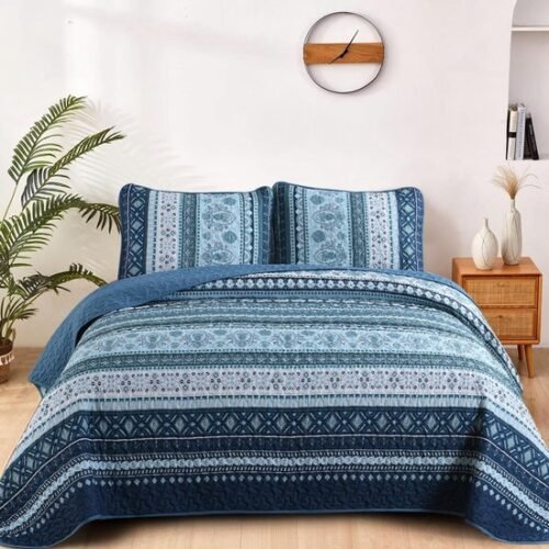 Unyqoos® Charmante Marineblauwe Boho-Stijl Bedsprei Set met Kussenslopen voor Slaapkamerdecoratie