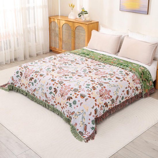 550x550-13982.jpg Unyqoos® Omkeerbare katoenen deken met eekhoornpatroon voor bed, bank of stoel