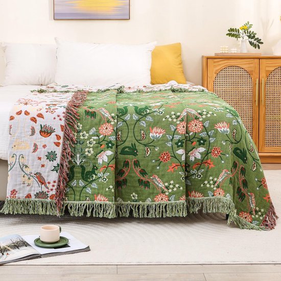 550x550-13983.jpg Unyqoos® Omkeerbare katoenen deken met eekhoornpatroon voor bed, bank of stoel