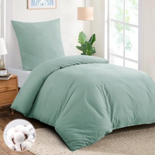 Unyqoos® Ademend katoenen dekbedovertrek met kussensloop en ritssluiting