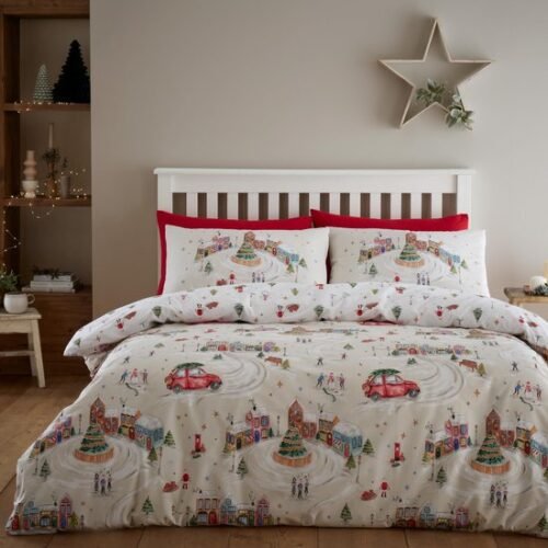 Unyqoos® Dubbelzijdige kerstbeddengoedset met kussenslopen voor tweepersoonsbed