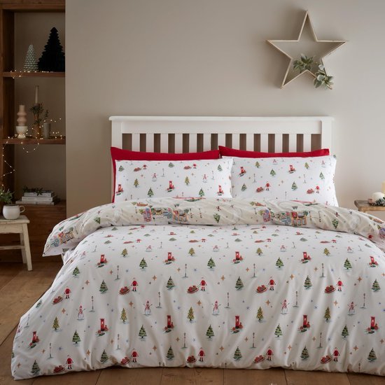Unyqoos® Dubbelzijdige kerstbeddengoedset met kussenslopen voor tweepersoonsbed