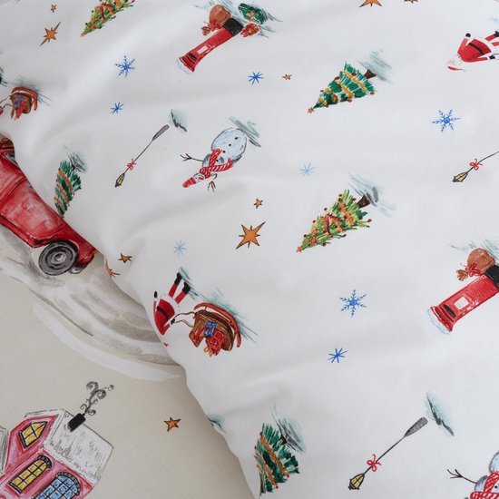 Unyqoos® Dubbelzijdige kerstbeddengoedset met kussenslopen voor tweepersoonsbed