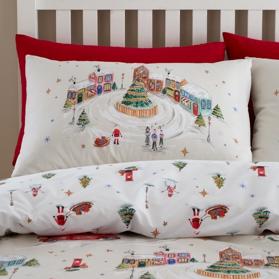 Unyqoos® Dubbelzijdige kerstbeddengoedset met kussenslopen voor tweepersoonsbed