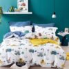 Unyqoos® Kinderbeddengoed set met kleurrijk autopatroon van zacht katoen en ritssluiting