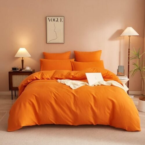 550x550-14027.jpg Unyqoos® Zachte en moderne microvezel beddengoedset in oranje met ritssluiting