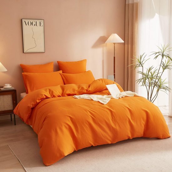 550x550-14028.jpg Unyqoos® Zachte en moderne microvezel beddengoedset in oranje met ritssluiting