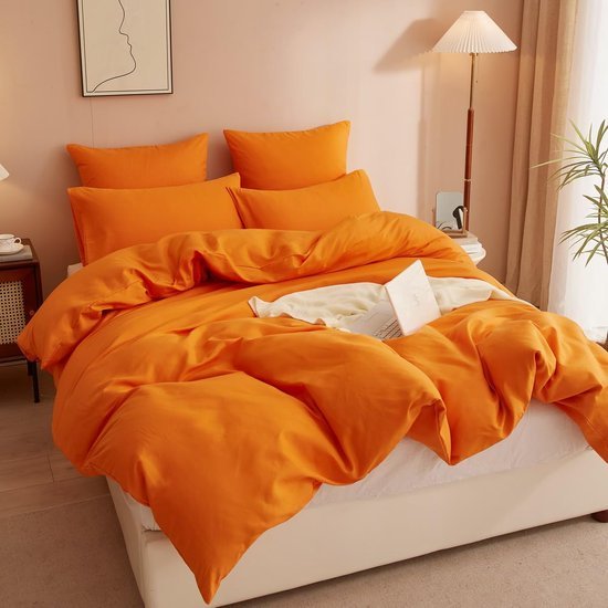 550x550-14029.jpg Unyqoos® Zachte en moderne microvezel beddengoedset in oranje met ritssluiting