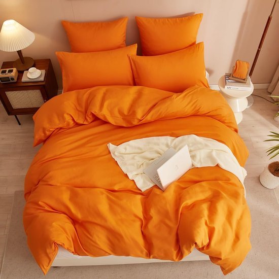 550x550-14035.jpg Unyqoos® Zachte en moderne microvezel beddengoedset in oranje met ritssluiting