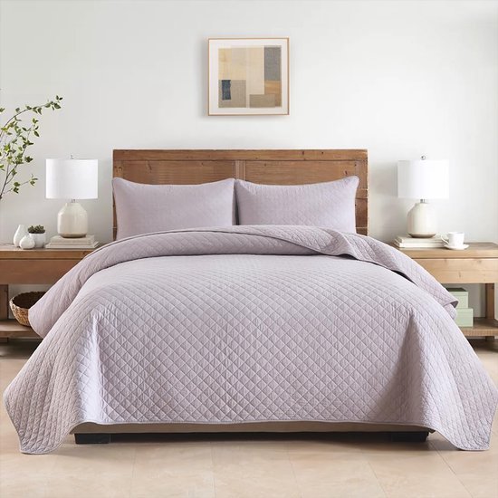 Unyqoos® Stijlvolle Grijze Katoenen Sprei Set voor Tweepersoonsbed met Kussenslopen