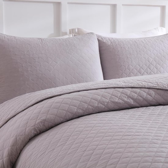 Unyqoos® Stijlvolle Grijze Katoenen Sprei Set voor Tweepersoonsbed met Kussenslopen