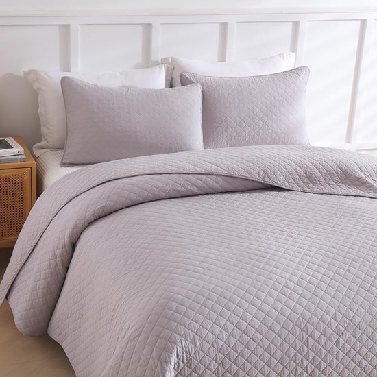 Unyqoos® Stijlvolle Grijze Katoenen Sprei Set voor Tweepersoonsbed met Kussenslopen