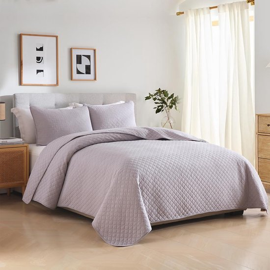 Unyqoos® Stijlvolle Grijze Katoenen Sprei Set voor Tweepersoonsbed met Kussenslopen
