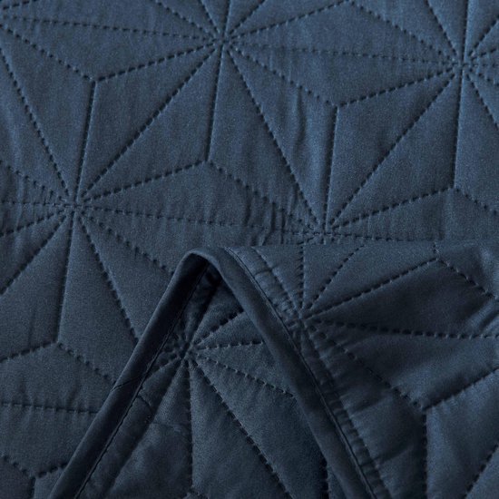 Unyqoos® Zachte en Luchtige Bedsprei Set met Geometrisch Patroon voor Alle Seizoenen, Marineblauw, Inclusief Kussenslopen