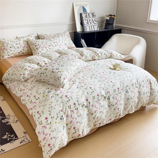 Unyqoos® Zacht katoenen dekbedovertrekset met bloemen voor meisjeskamer