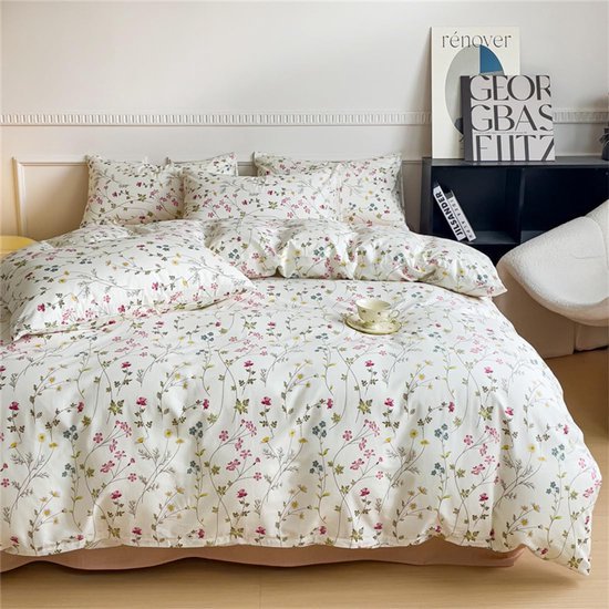 Unyqoos® Zacht katoenen dekbedovertrekset met bloemen voor meisjeskamer