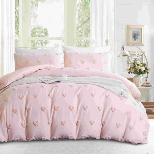 Unyqoos® Elegant Bohemien Beddengoedset met Getuft Hartontwerp en Microvezel Zacht Dekbedovertrek