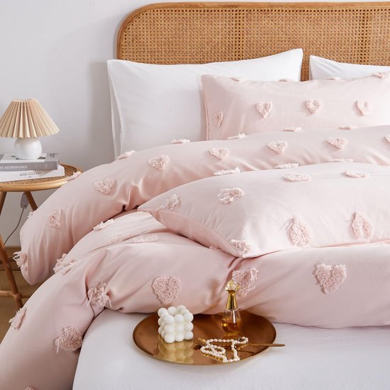 Unyqoos® Elegant Bohemien Beddengoedset met Getuft Hartontwerp en Microvezel Zacht Dekbedovertrek