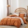 Unyqoos® Ademend dubbel mousseline beddengoed in karamel bruin met ritssluiting