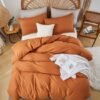 Unyqoos® Ademend dubbel mousseline beddengoed in karamel bruin met ritssluiting