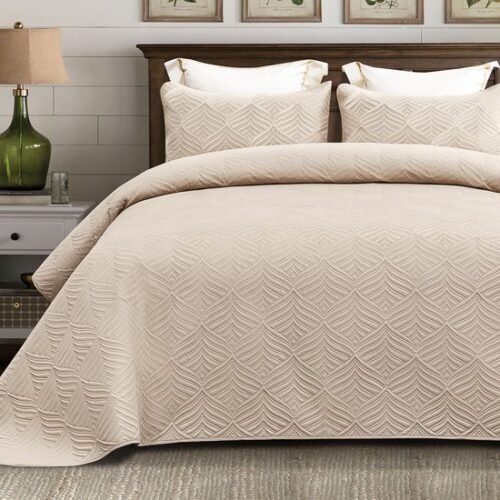 Unyqoos® Elegante Microvezel Bedsprei Set met Kussenslopen en Reliëfpatroon voor Alle Seizoenen