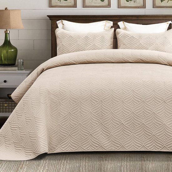 Unyqoos® Elegante Microvezel Bedsprei Set met Kussenslopen en Reliëfpatroon voor Alle Seizoenen