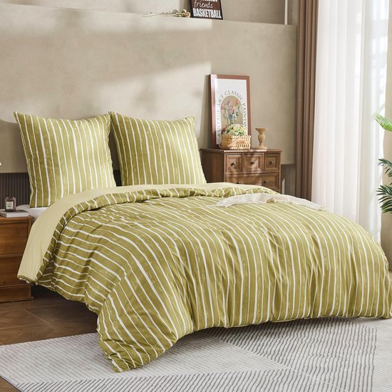 Unyqoos® Koel en Ademend Microvezel Beddengoed Met Stijlvolle Strepen Voor Seizoensgebonden Comfort