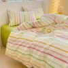 Unyqoos® Omkeerbaar kinderbeddengoed met kleurrijke regenboogstrepen en ritssluiting