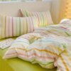 Unyqoos® Omkeerbaar kinderbeddengoed met kleurrijke regenboogstrepen en ritssluiting